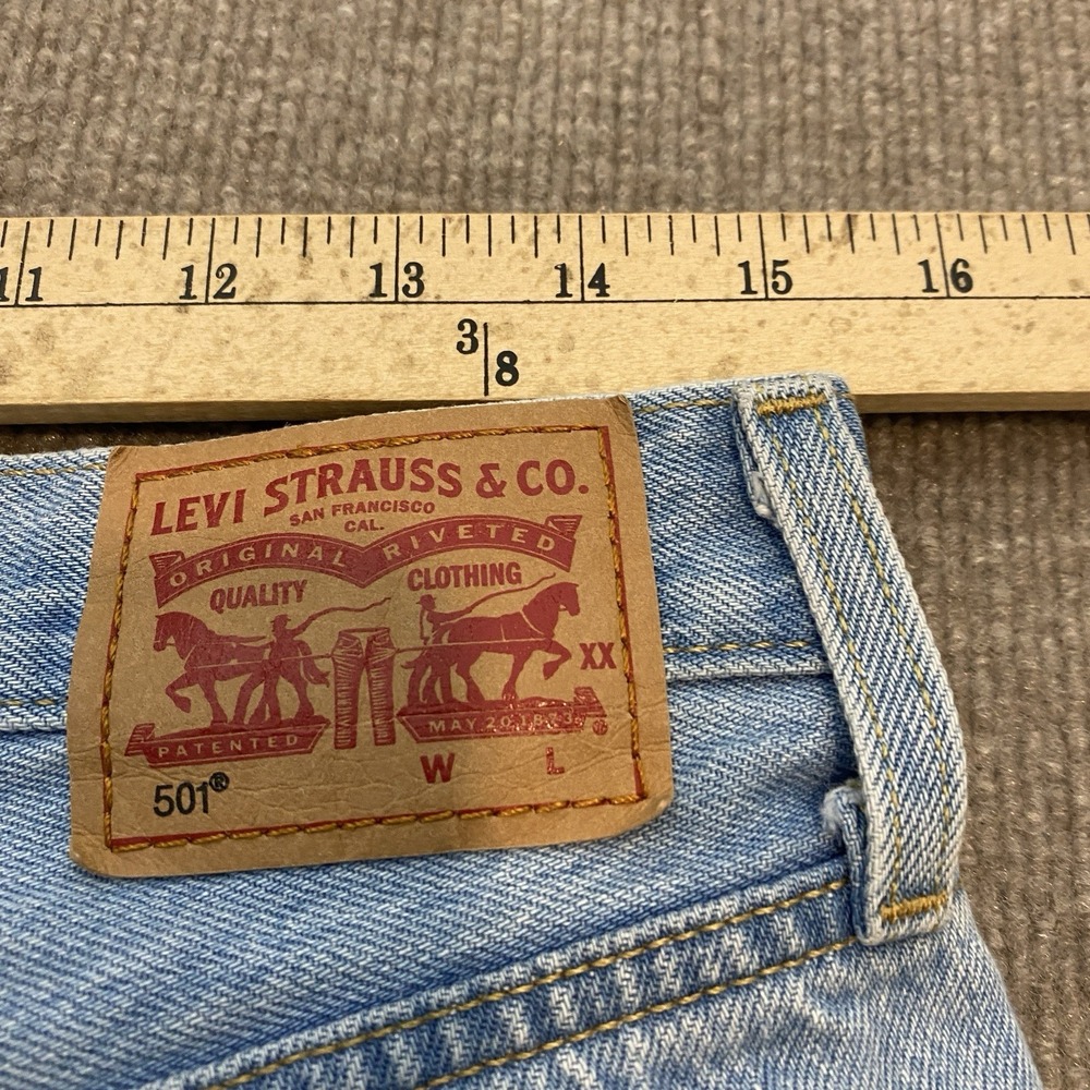 Levi's 501 Shorts Womens 28 Blue High Rise Button Fly Cutoff Boho Pool Festival - Picture 6 of 9